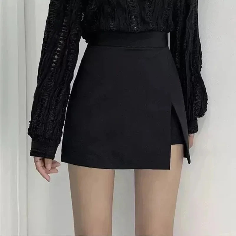 Shadow Aura Mini Skirt – Elegant Irregular High-Waist Skort