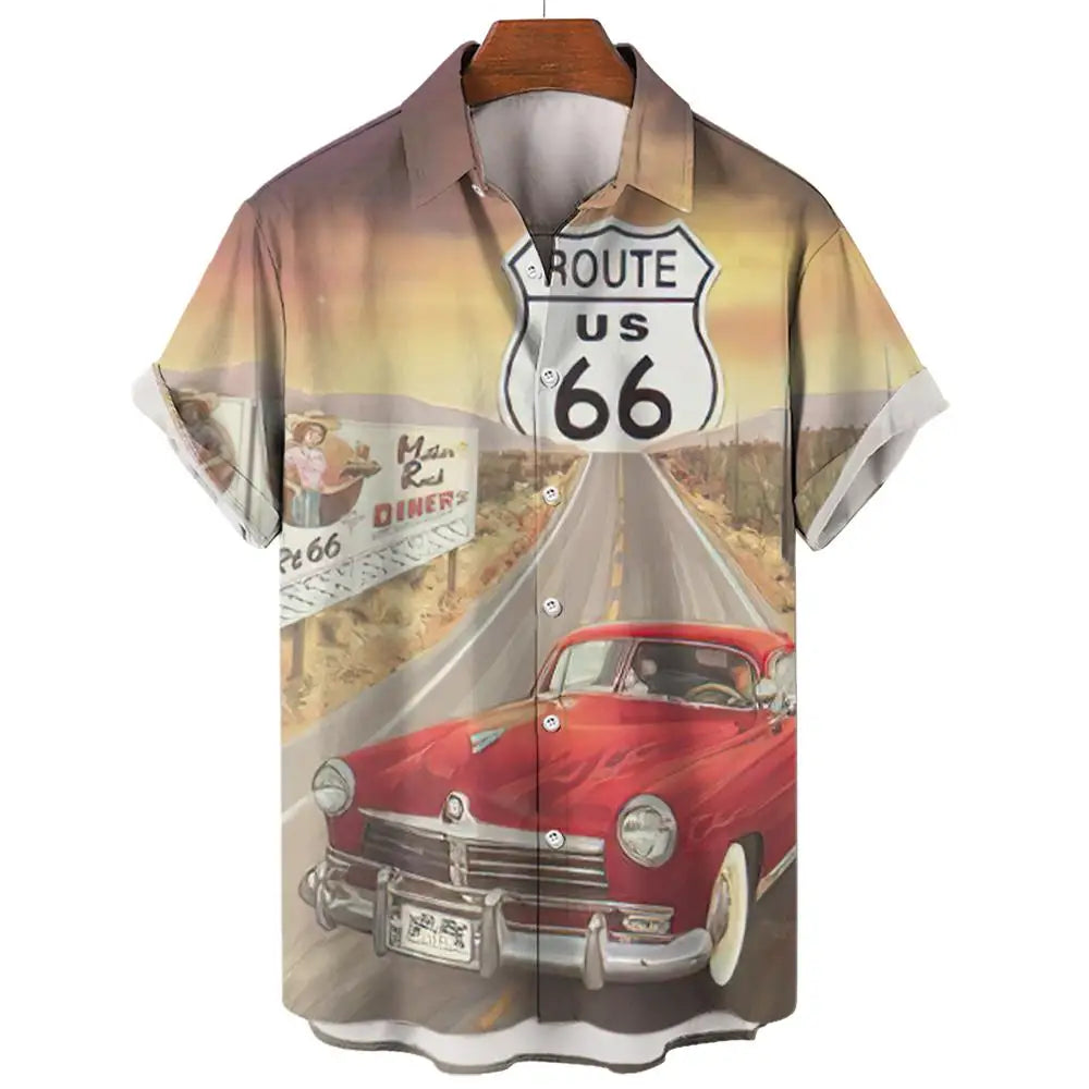 Route 66 Nomad Shirt – Vintage Classic Cars Short Sleeve Top