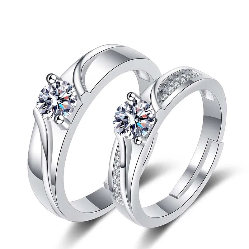 Amour Adjustable Couple Rings – 2-Piece Matching Love Heart Promise Set