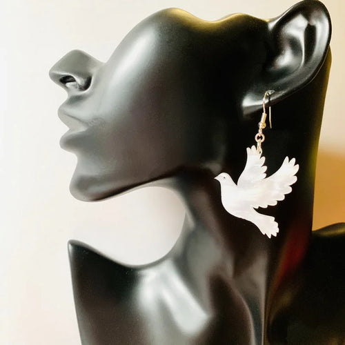 Alba White Acrylic Swallow Earrings