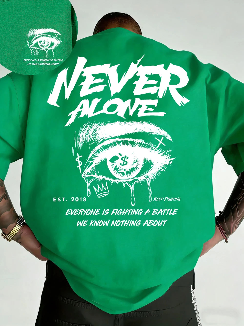 "Never Alone" Graphic Oversized Tee - Premium Cotton Streetwear T-Shirt