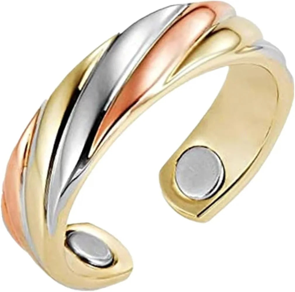 99.99% Pure Copper Magnetic Rings Tricolor Cuff Therapy Ring Adjustable Ring Anillo magnetico terapeutico Three color open ring