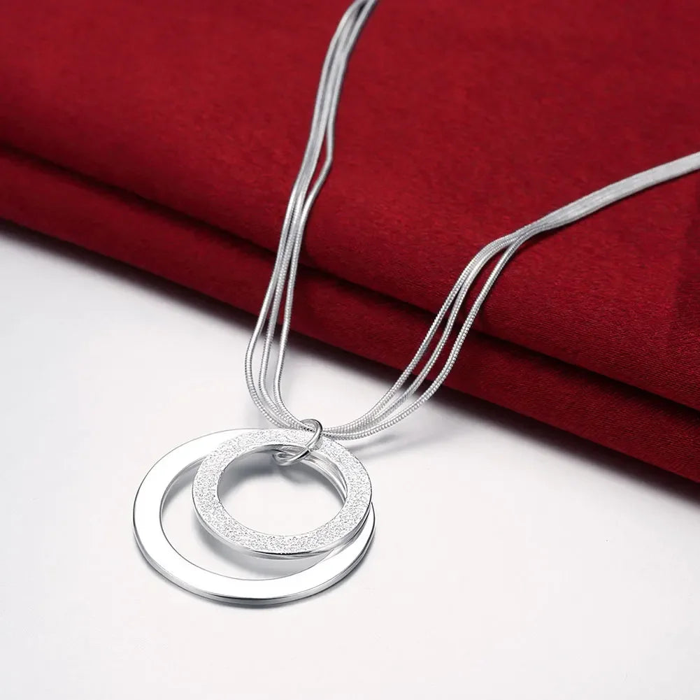 Classic 925 Sterling Silver 18-Inch Circle Pendant Necklace