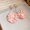 The "Aura Fairy-Blossom" Dangle Earrings – Pearl & Rhinestone Hollow Flower Jewelry