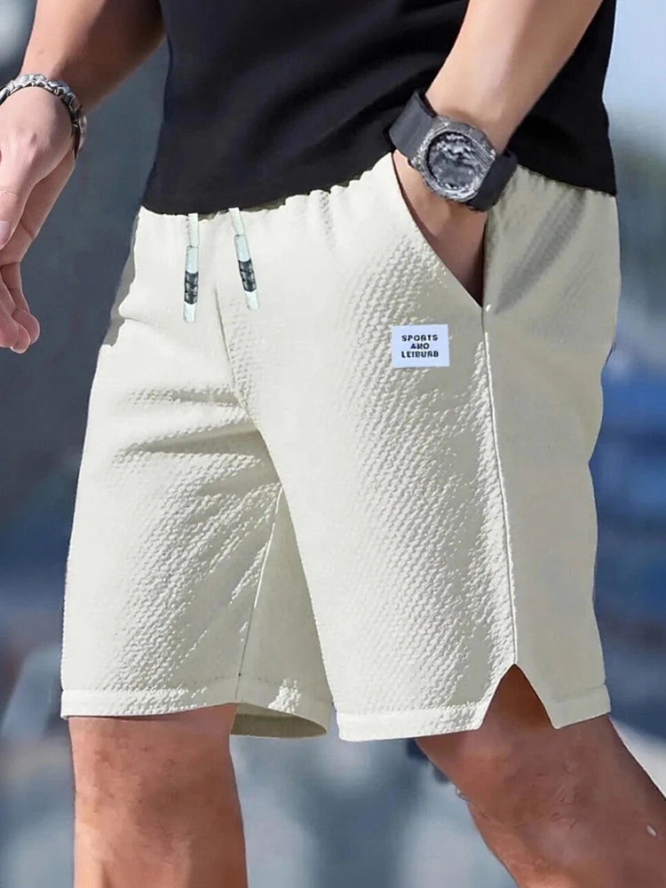 Men's Lightweight Casual Beach Shorts - Breathable Textured Fabric for Sports & Daily Wear