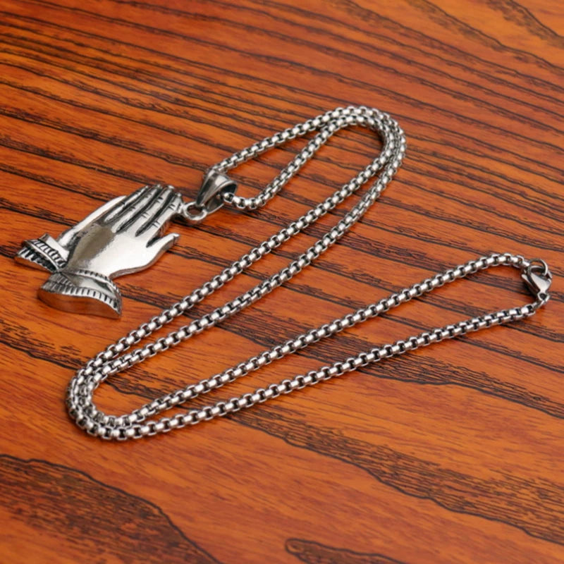 Devotion Praying Hands Pendant – Men's Titanium Steel Streetwear Chain