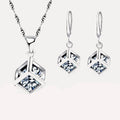 Prism Aura Jewelry Set – 925 Silver Square Necklace & Earrings