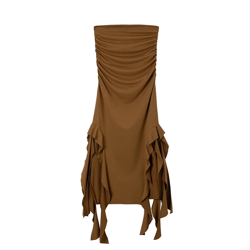Elegant Asymmetrical One-Shoulder Midi Dress - Summer Casual & Formal Wear for Women