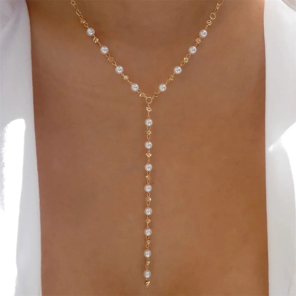 Vintage Elegant Layered Chain Pearl Necklace