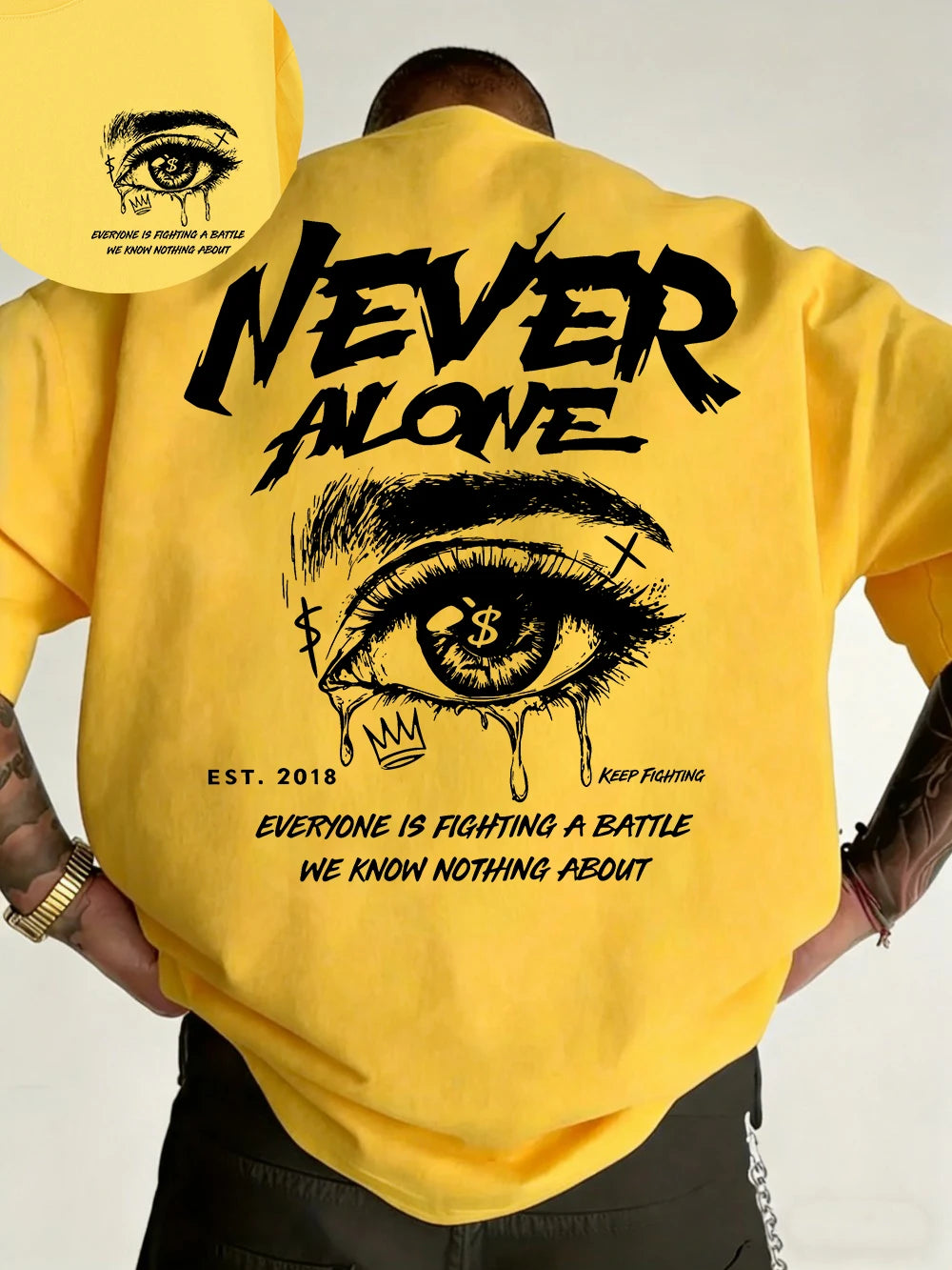 "Never Alone" Graphic Oversized Tee - Premium Cotton Streetwear T-Shirt