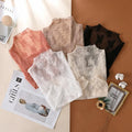 The "Aura Dahlia" Mesh Lace Top – Elegant Floral Mock Neck Bottoming Blouse