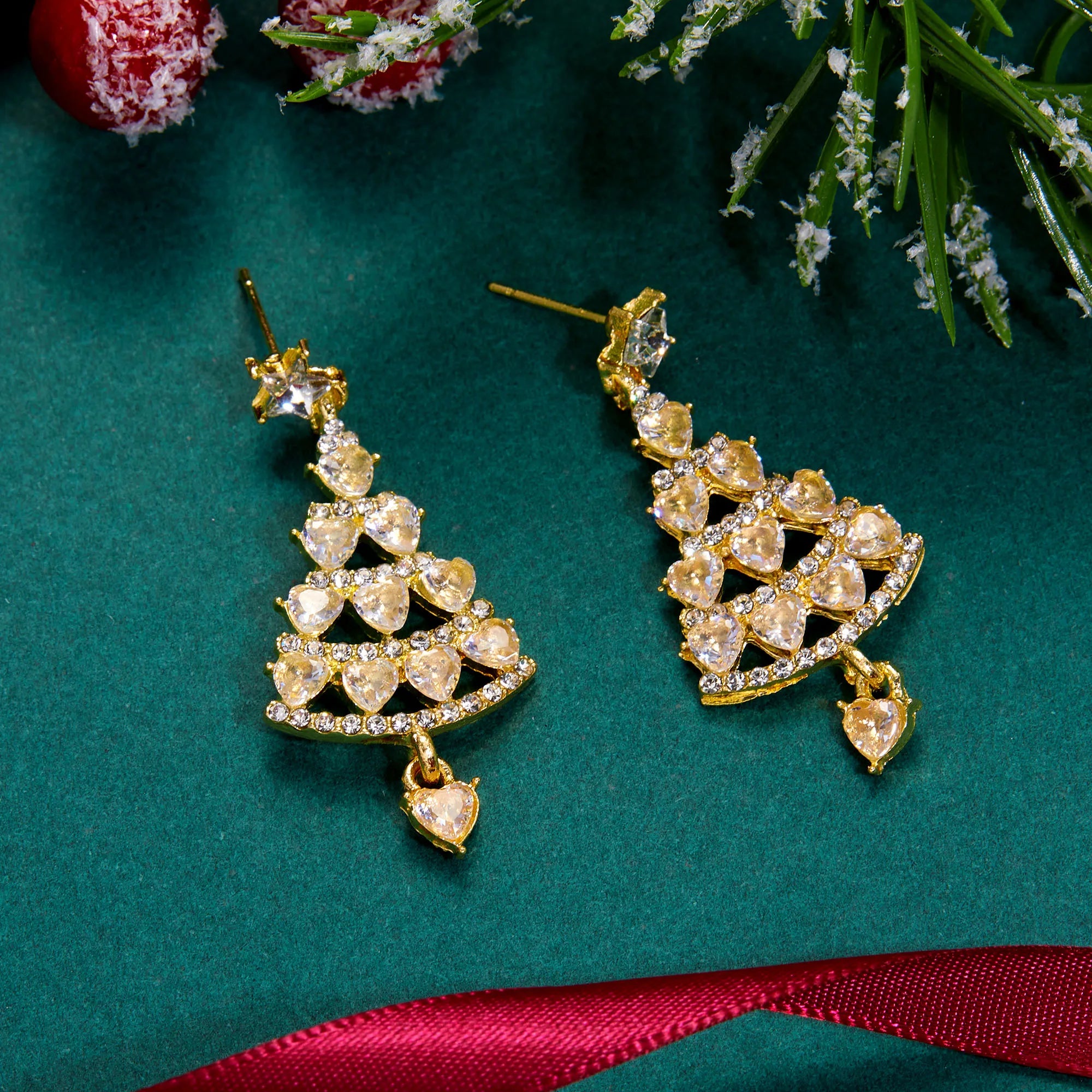Elegant Festive Red Pearl Drop Earrings