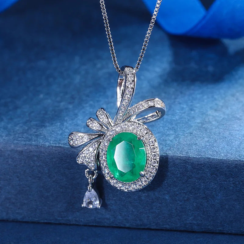 Elegant Red Bow Butterfly Pendant Necklace for Women