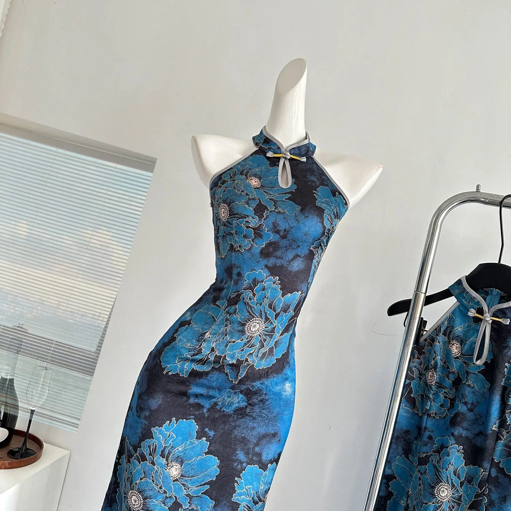 Eastern Aura Jacquard Dress – Modern Slit Cheongsam Maxi