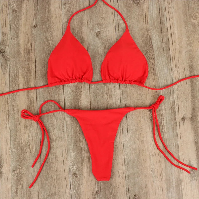 The "Aura Solis" Triangle Bikini Set – Sexy Halter Two-Piece Swimsuit