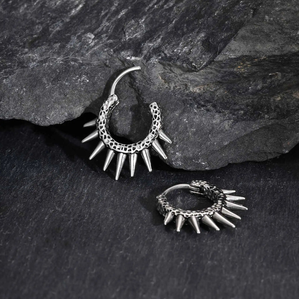 Vanguard Spike Hoop Earrings – Hypoallergenic Stainless Steel Punk Earrings