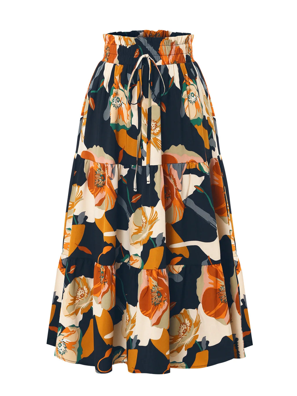 Santorini Bohemian Maxi Skirt – Flowy Summer Floral Long Skirt