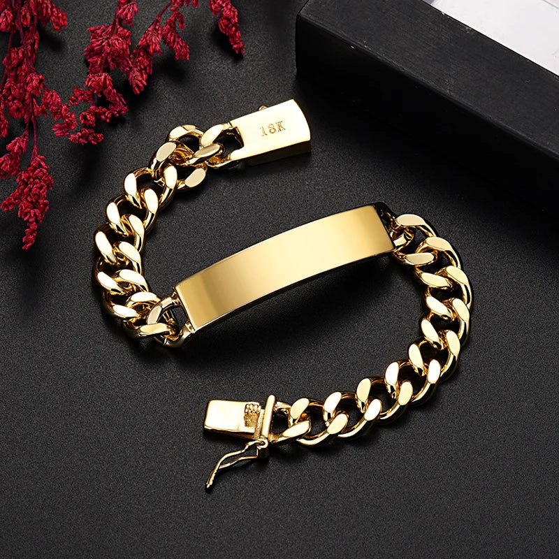 Unisex 18K Gold Plated 10mm Chain Bracelet - Classic Link Bracelet for Daily Wear & Special Occasions