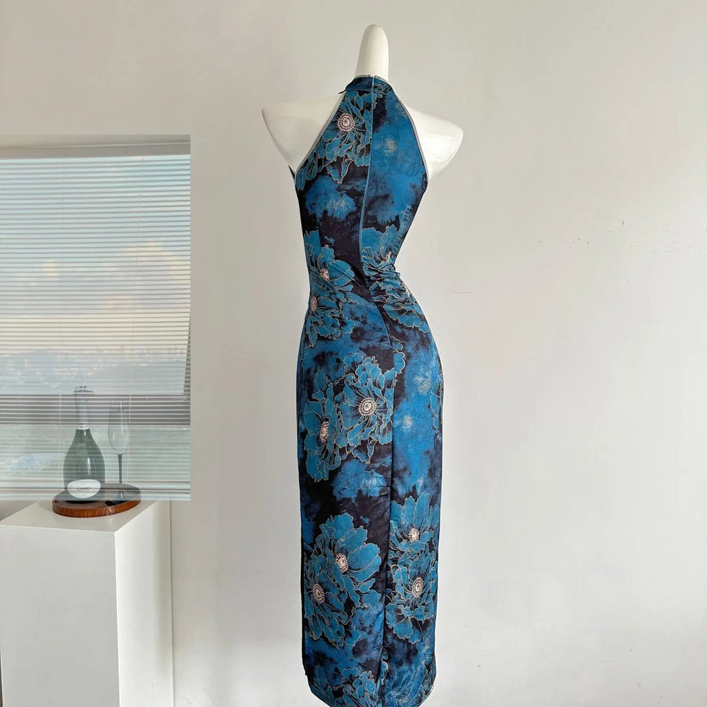 Eastern Aura Jacquard Dress – Modern Slit Cheongsam Maxi