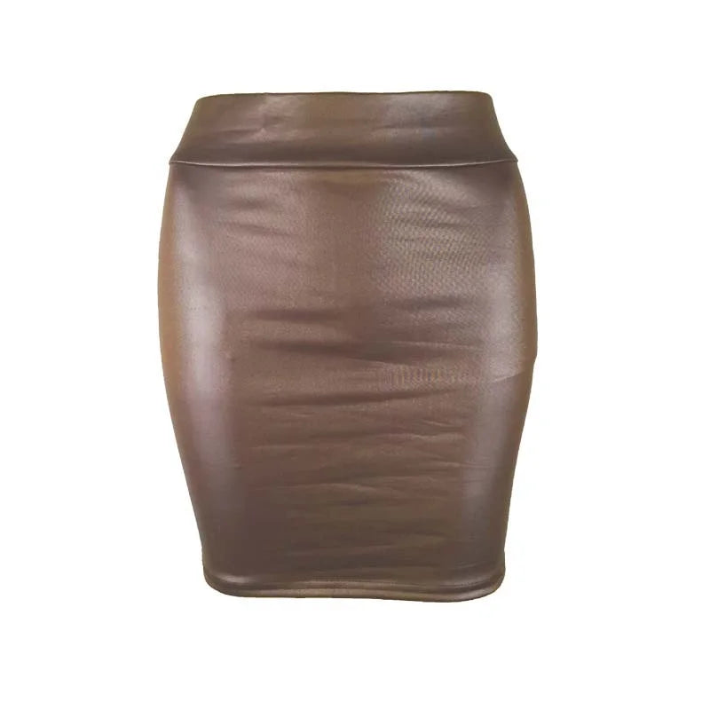 High-Waist Faux Leather Mini Skirt - Elegant Slim Fit Pencil Design