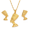 The "Aura Nefertiti" Regal Jewelry Set – Egyptian Queen Pendant Necklace & Earrings