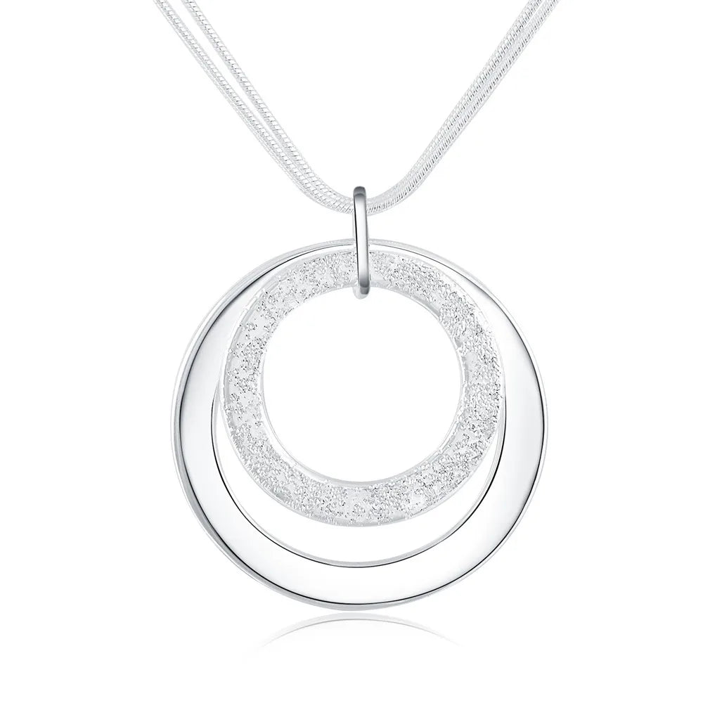 Classic 925 Sterling Silver 18-Inch Circle Pendant Necklace