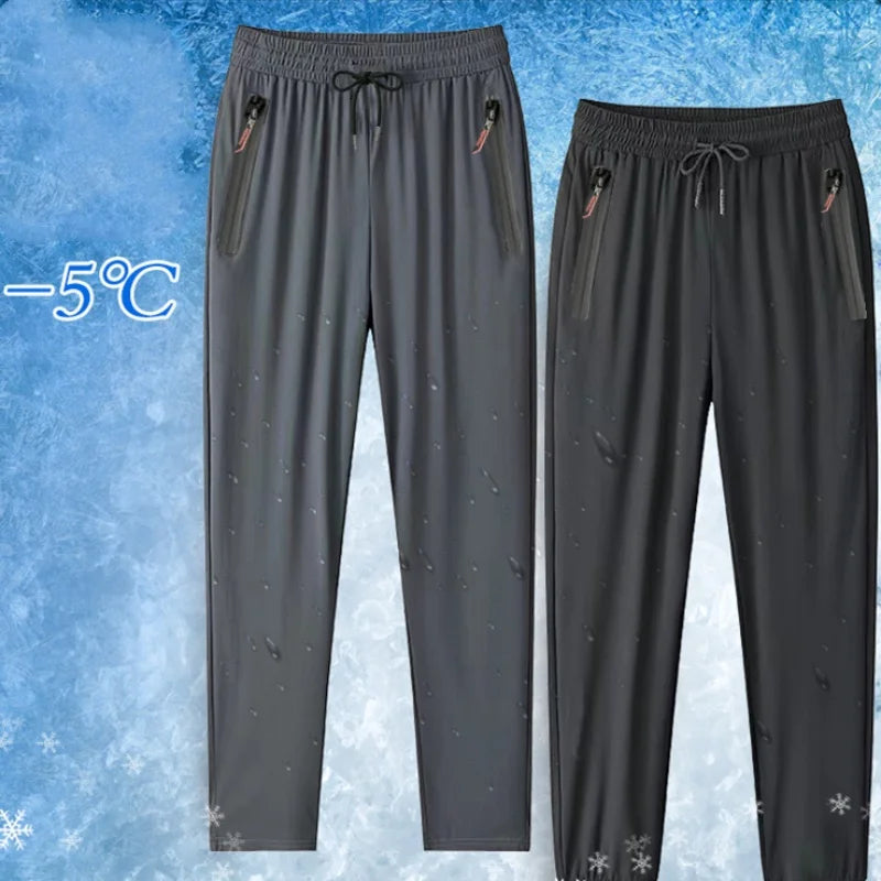 2025 Men's Running Pants Quick-Dry Thin Casual Trousers Sport Pants with Zipper Pockets Sportswear Running Jogging Sportpants