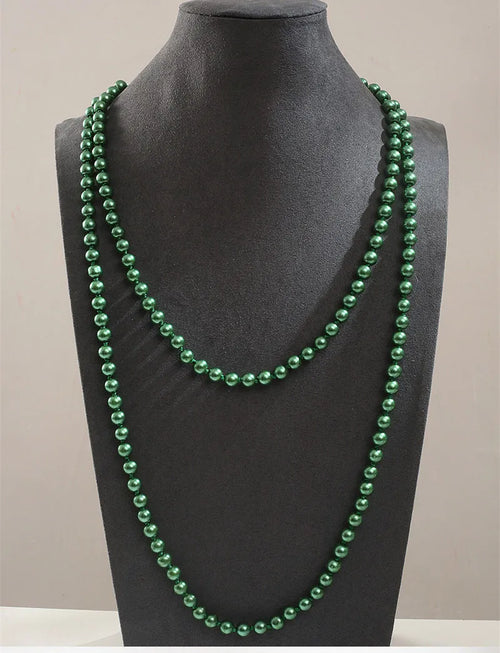 Audrey Elegant Long Pearl Necklace – Handmade Statement Sweater Chain