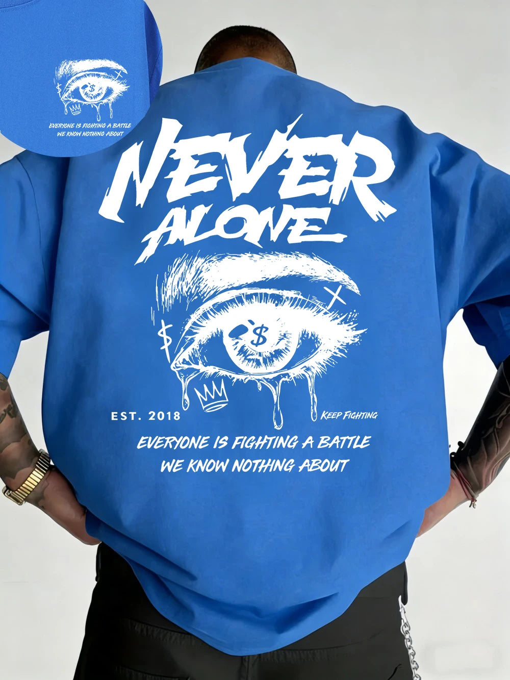 "Never Alone" Graphic Oversized Tee - Premium Cotton Streetwear T-Shirt