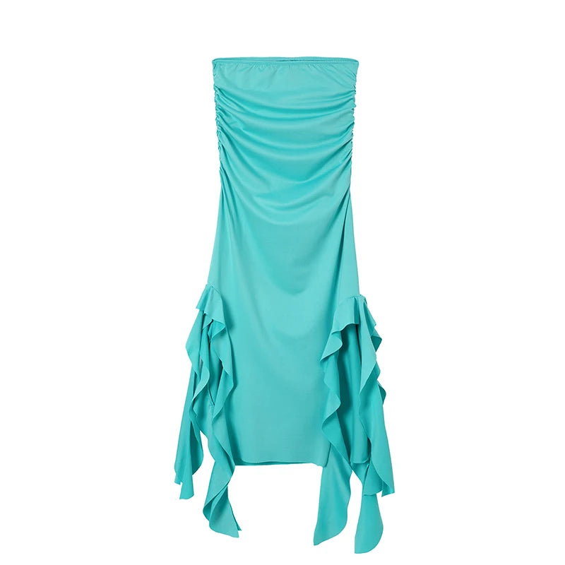 Elegant Asymmetrical One-Shoulder Midi Dress - Summer Casual & Formal Wear for Women