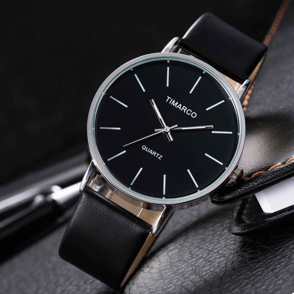 Minimalist Leather Strap Quartz Watch - Unisex