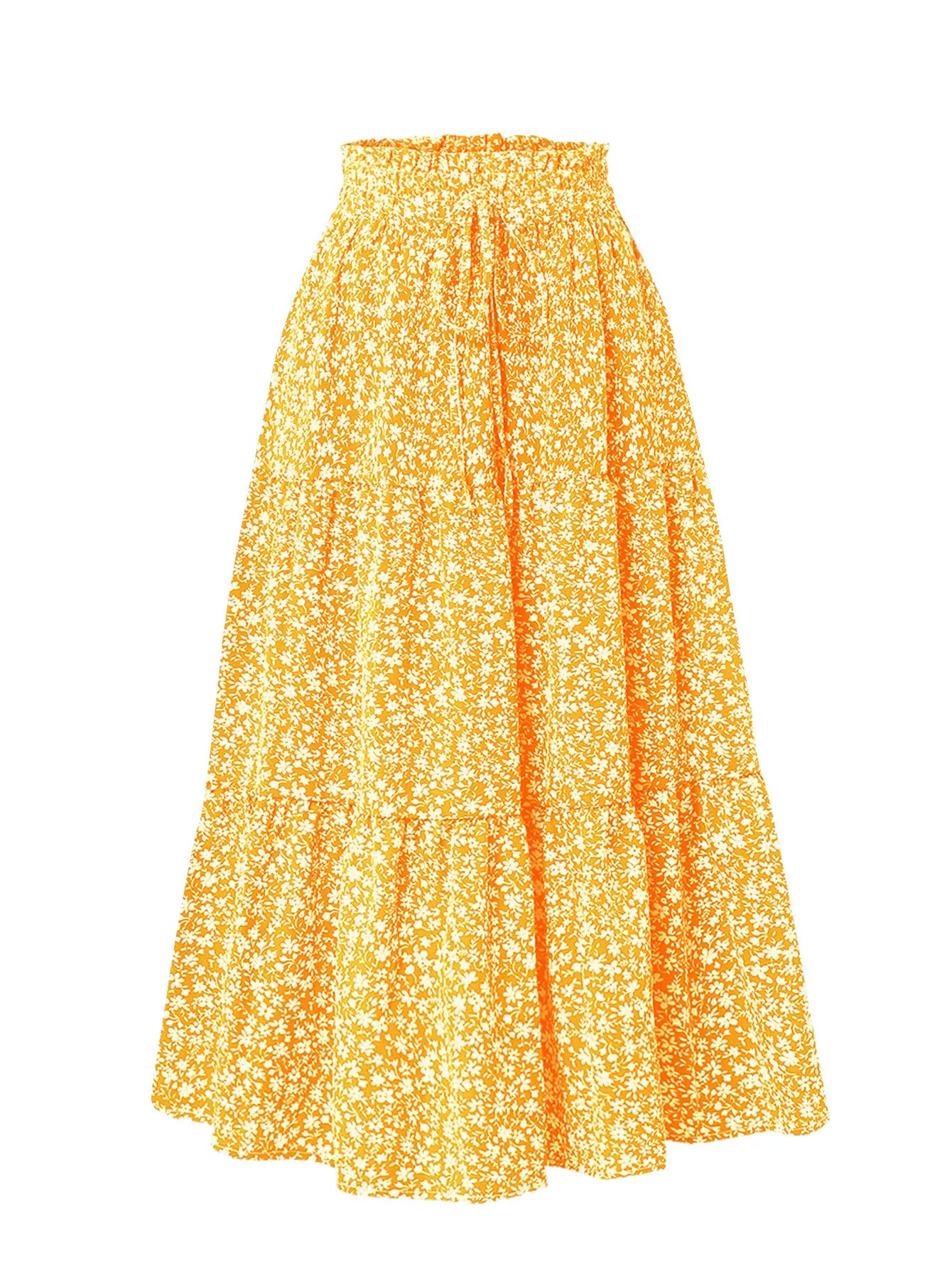 Santorini Bohemian Maxi Skirt – Flowy Summer Floral Long Skirt
