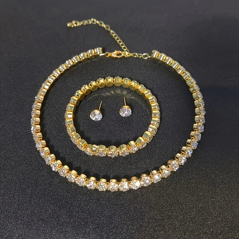 Minimalist Rhinestone Jewelry Set