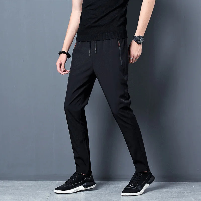 2025 Men's Running Pants Quick-Dry Thin Casual Trousers Sport Pants with Zipper Pockets Sportswear Running Jogging Sportpants