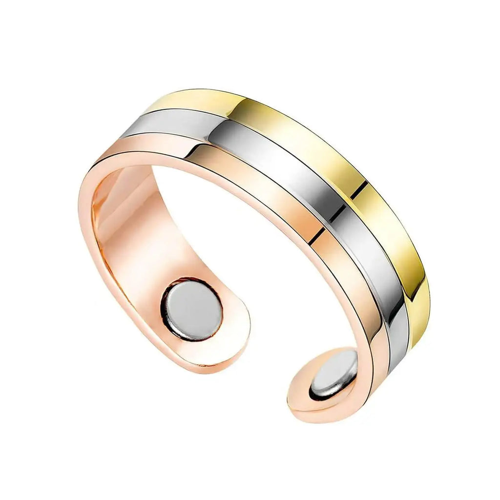 99.99% Pure Copper Magnetic Rings Tricolor Cuff Therapy Ring Adjustable Ring Anillo magnetico terapeutico Three color open ring