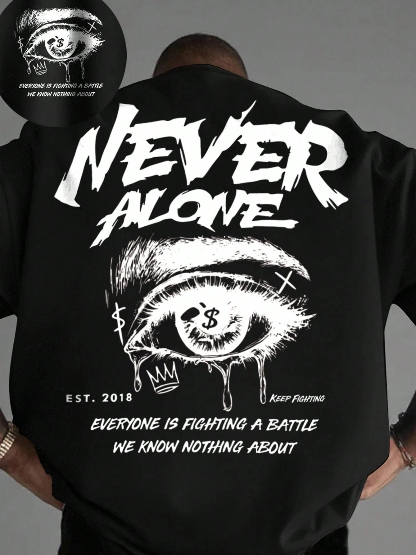 "Never Alone" Graphic Oversized Tee - Premium Cotton Streetwear T-Shirt