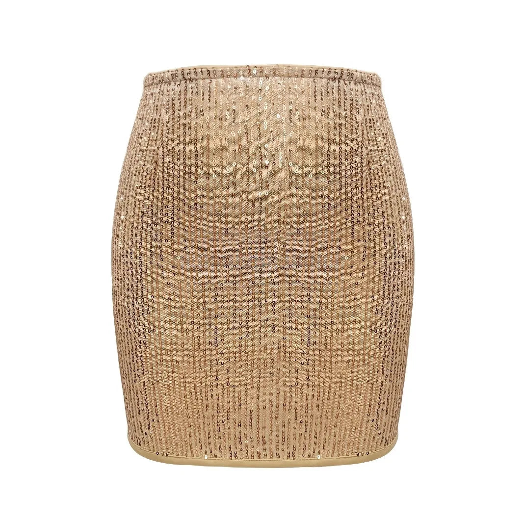 The "Aura Liquid Metal" Sequined Mini Skirt – Vintage High-Waisted Party Wear