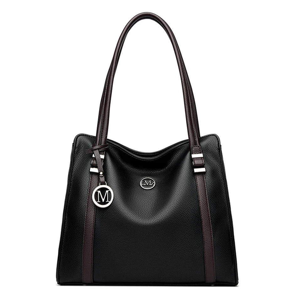Luxury Leather Shoulder Bag - Large Capacity Tote