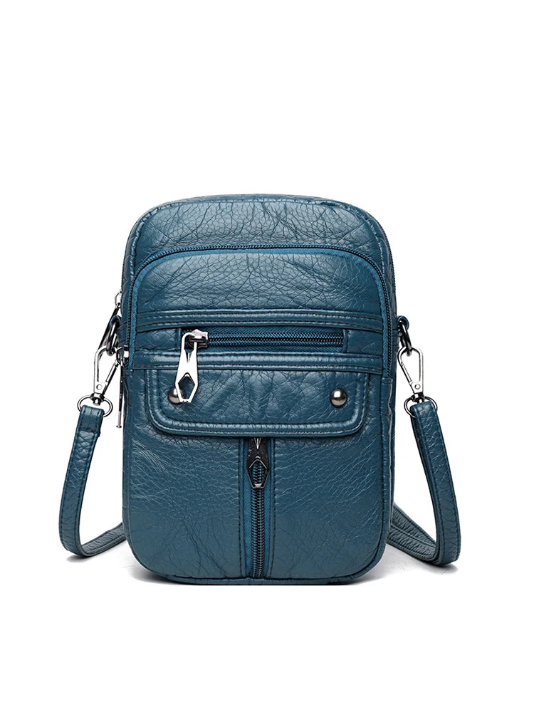 Vintage Leather Crossbody - Mobile Phone Bag