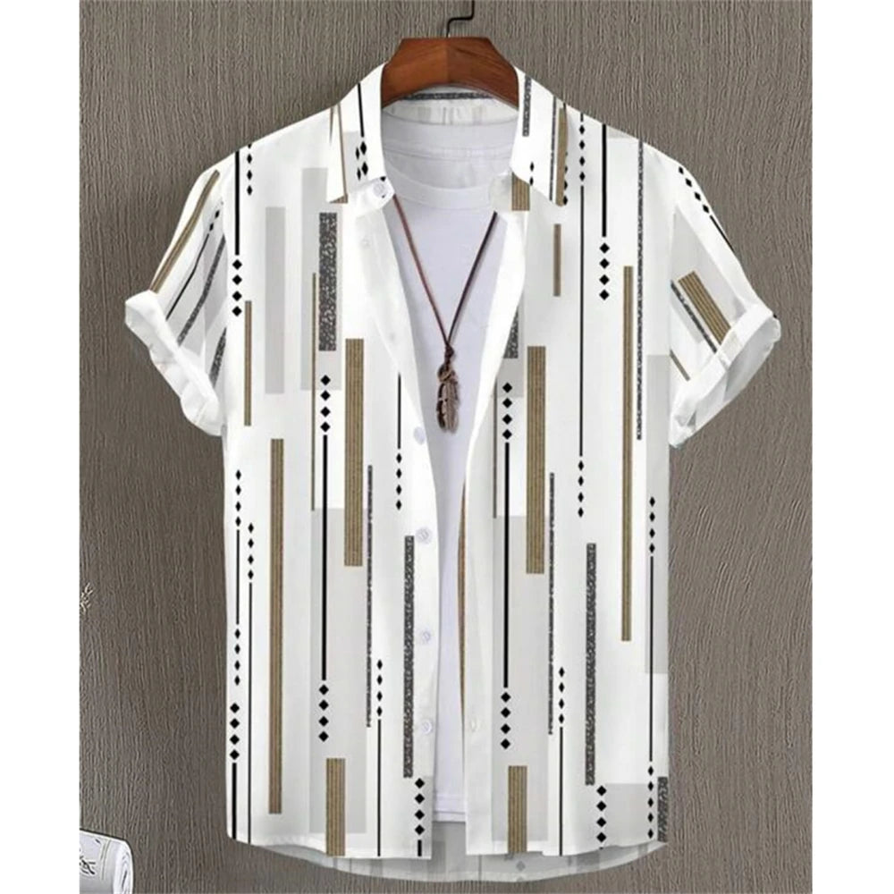 The "Oasis" 3D Geometric Resort Shirt – Summer Loose Casual Hawaiian Top