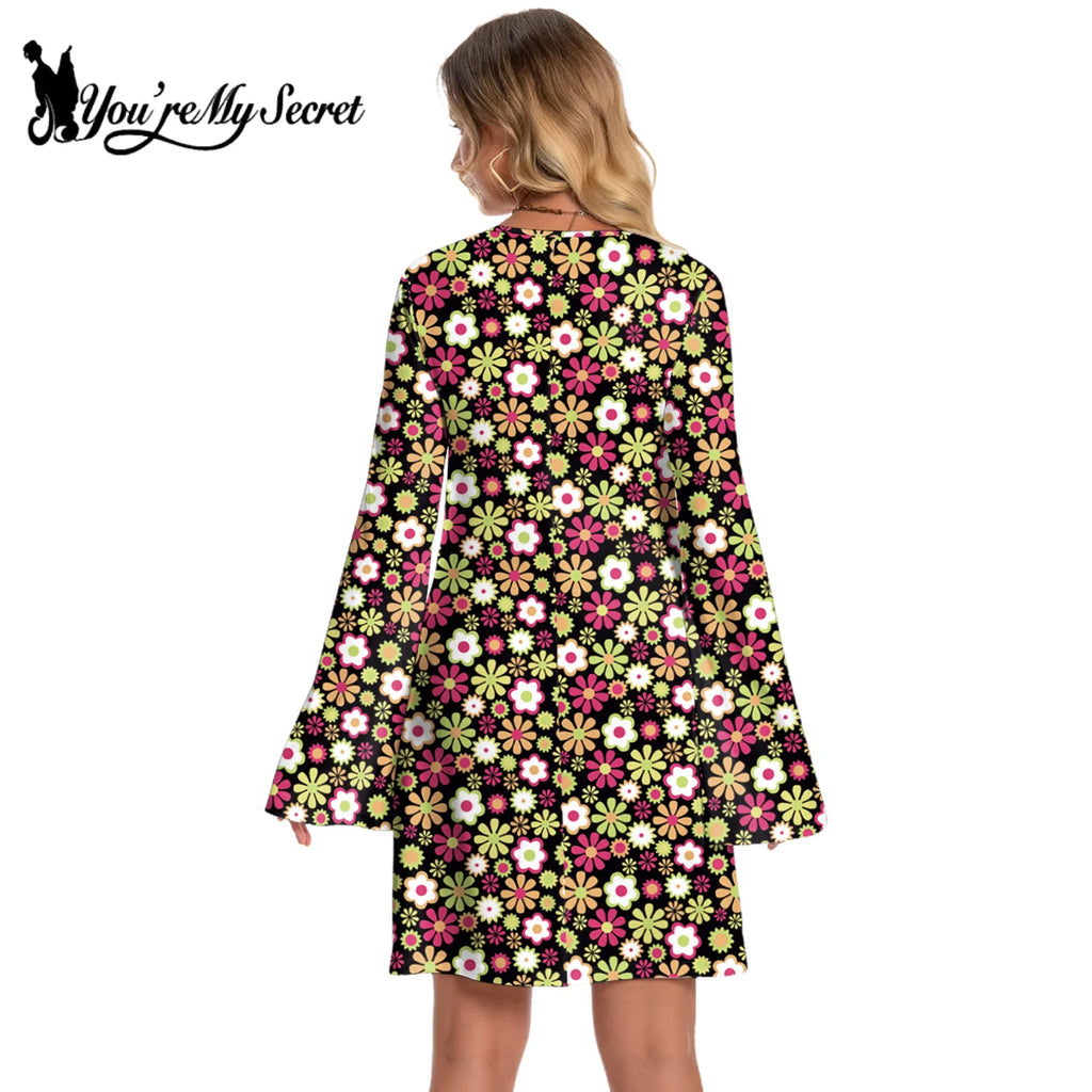 Vintage Bohemian Floral Print Maxi Dress - Retro 70s Inspired Holiday & Casual Wear