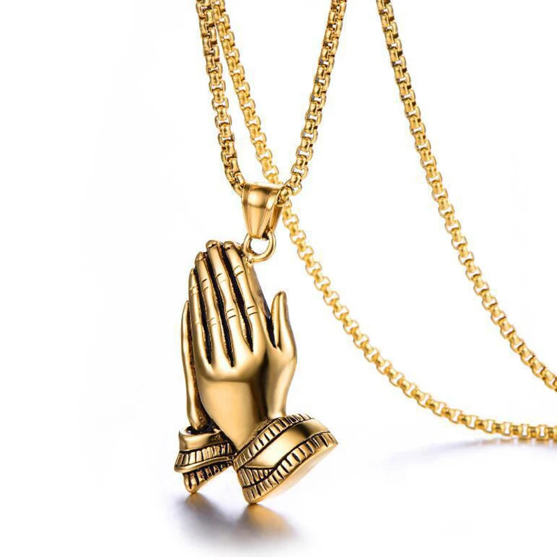 Devotion Praying Hands Pendant – Men's Titanium Steel Streetwear Chain