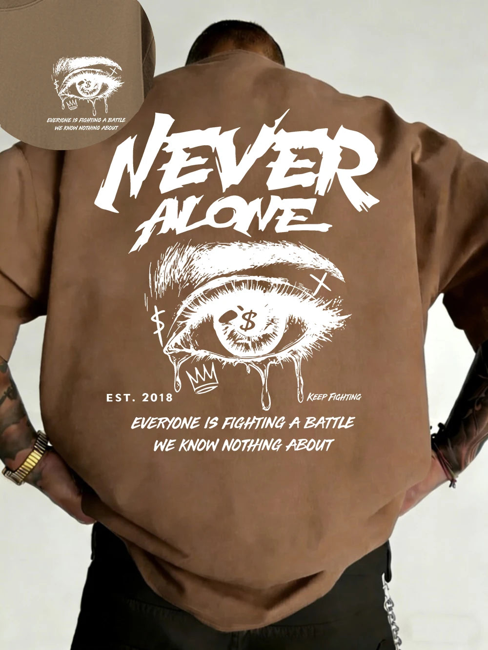 "Never Alone" Graphic Oversized Tee - Premium Cotton Streetwear T-Shirt
