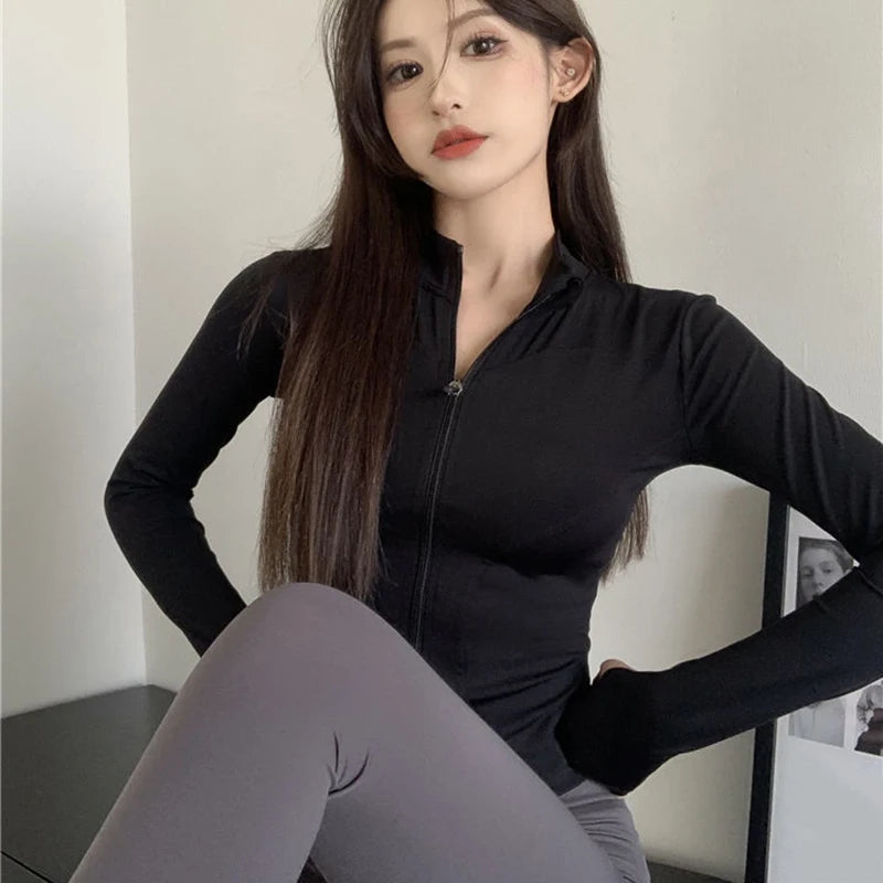 Slim-Fit Zip-Up Yoga Jacket - Athletic Performance Top