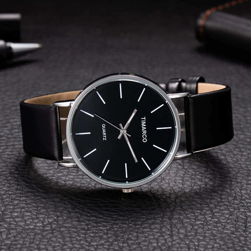 Minimalist Leather Strap Quartz Watch - Unisex