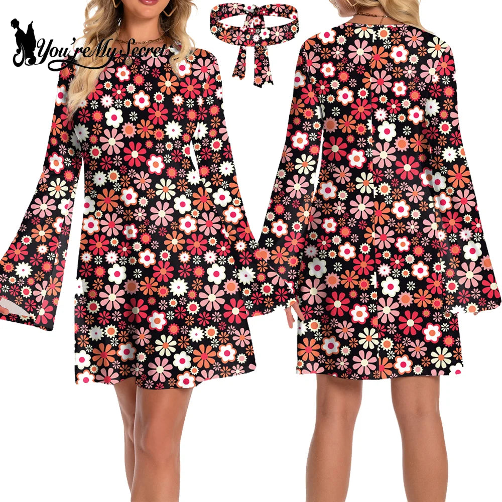Vintage Bohemian Floral Print Maxi Dress - Retro 70s Inspired Holiday & Casual Wear