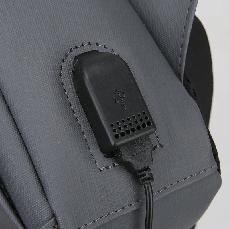 Anti-Theft Men's Crossbody Chest Bag with USB Charging Port - Water Resistant Outdoor Shoulder Messenger Bag