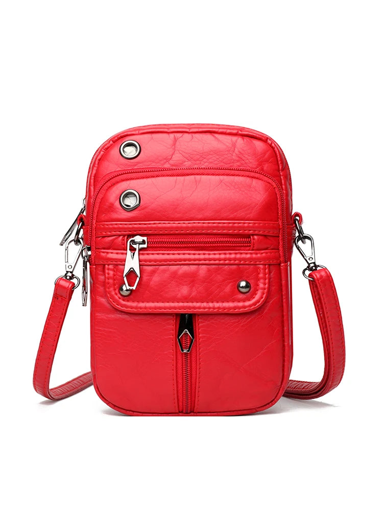 Vintage Leather Crossbody - Mobile Phone Bag