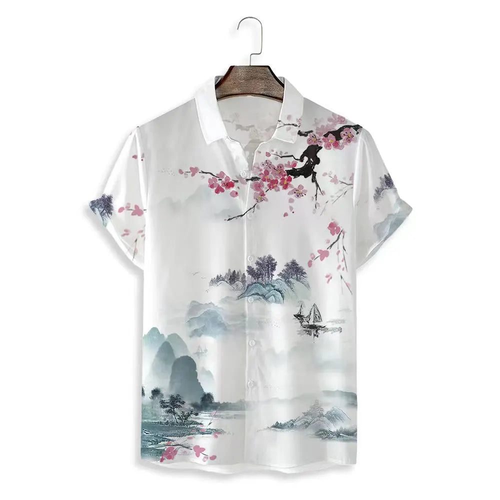 The "Sakura Breeze" Unisex Hawaiian Shirt – Summer Sakura Pattern Short Sleeve