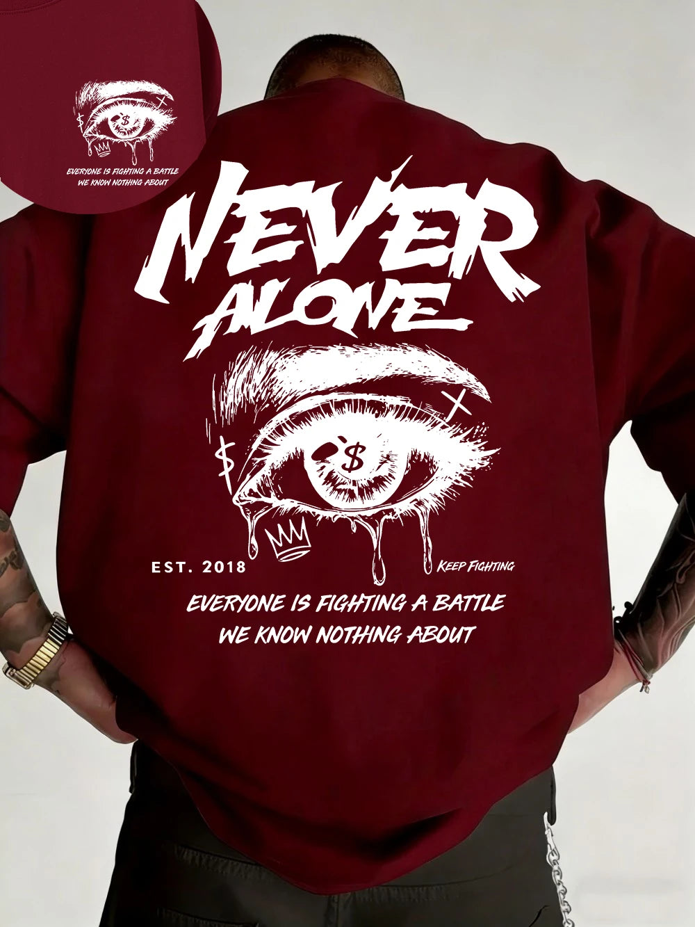 "Never Alone" Graphic Oversized Tee - Premium Cotton Streetwear T-Shirt